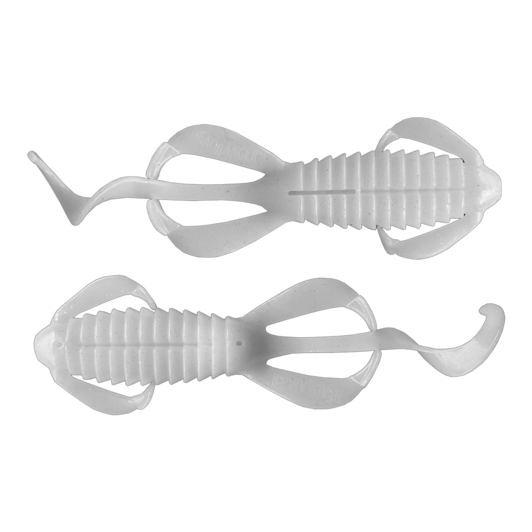 Leurre souple Mk Fishing imitation écrevisse blanc translucide avec corps nervuré et appendices mobiles pour carnassiers